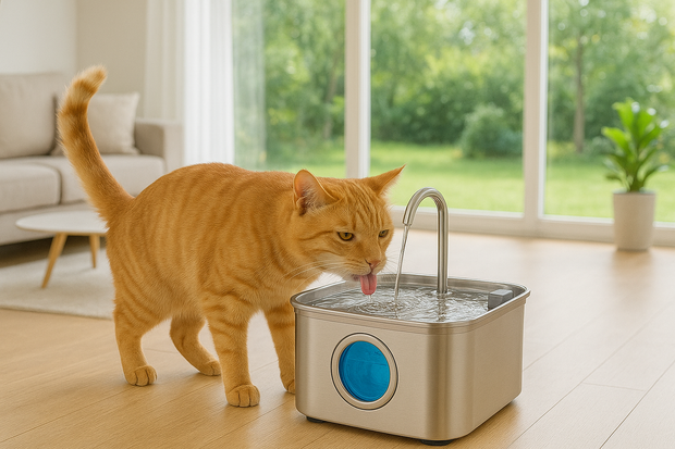 Fontanella per gatti con filtro e sensore
