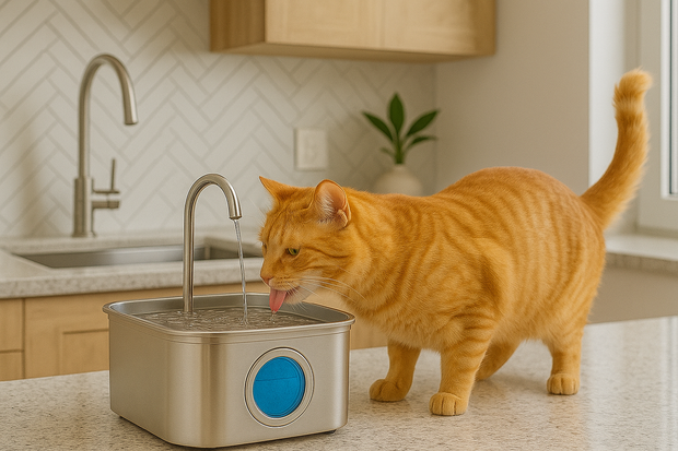 Fontanella per gatti con filtro e sensore